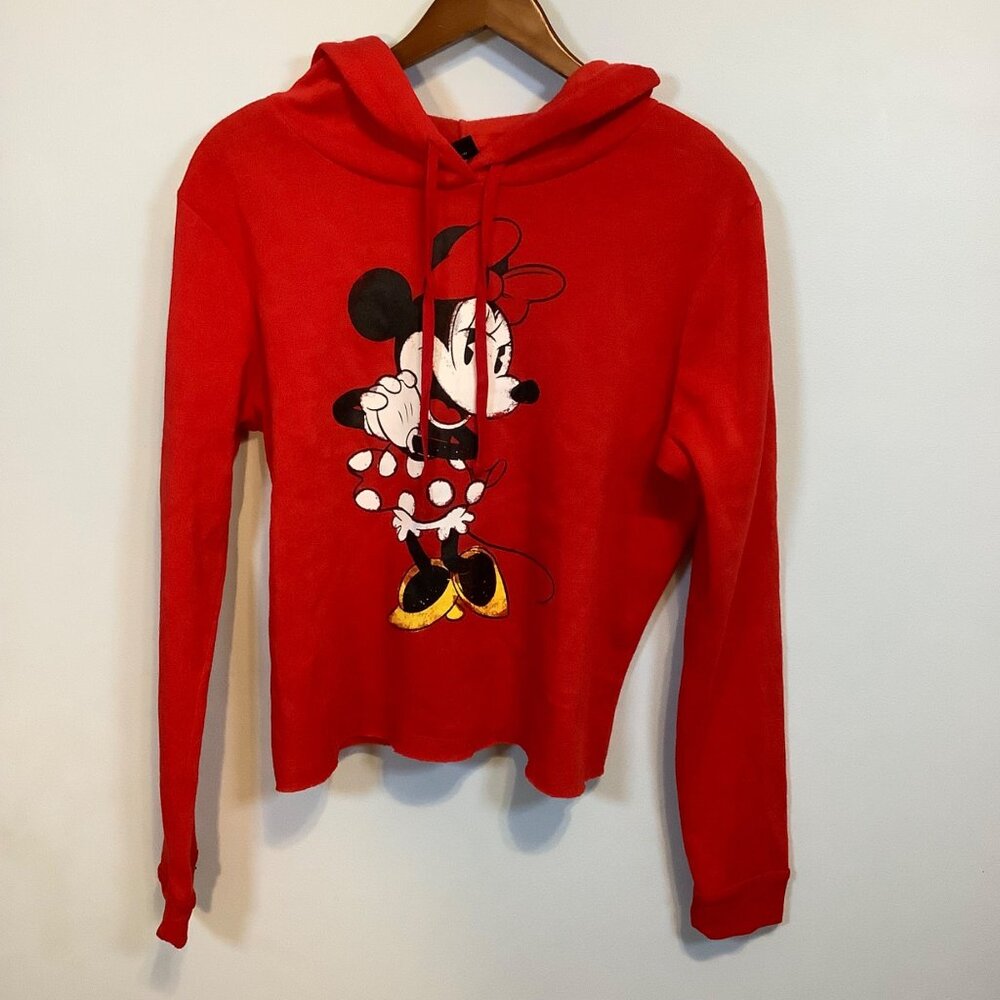 Disney Minnie Mouse Hoodie Womens Large Red Jerry Leigh Design Soft NWOT